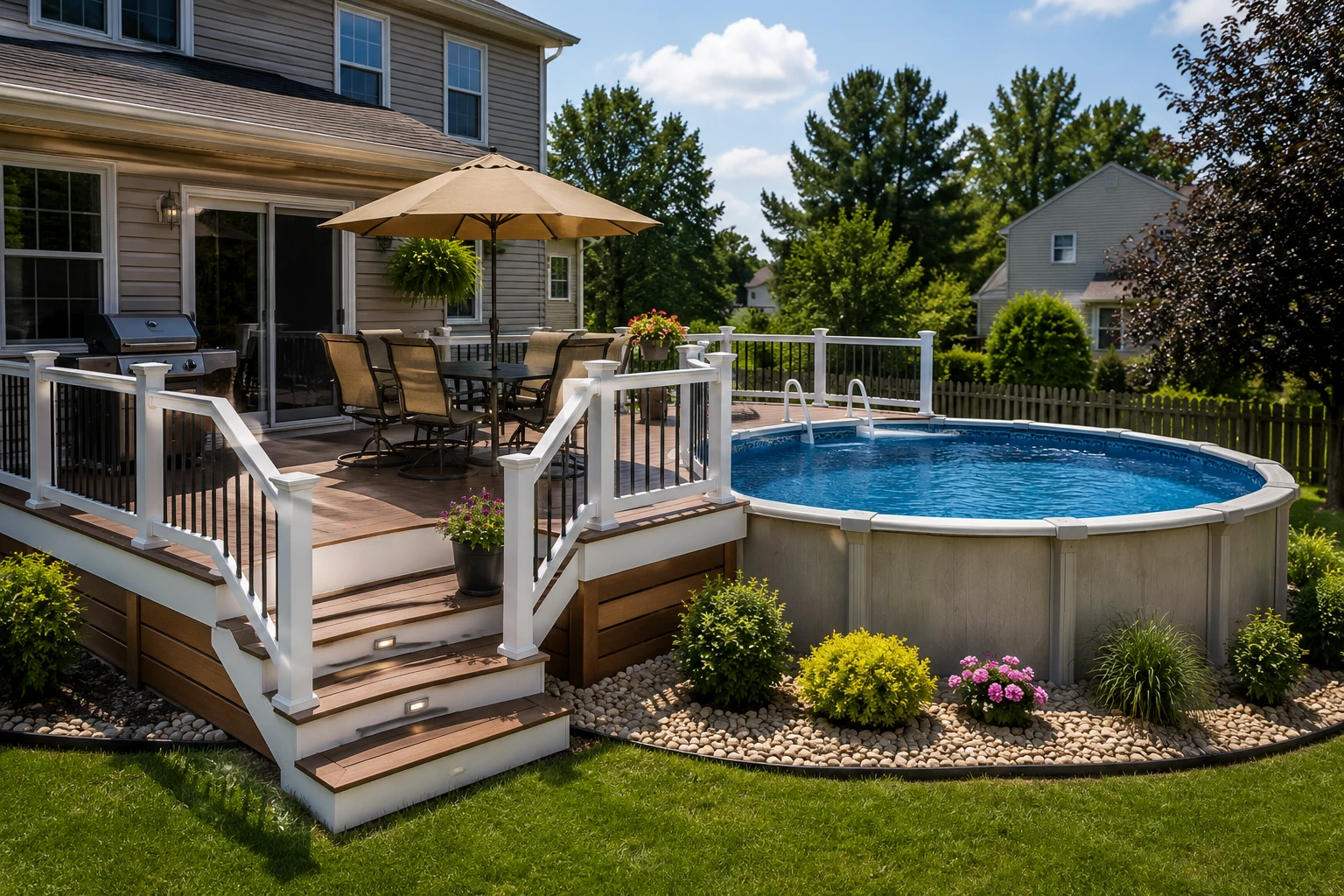 Completed backyard pool and deck project