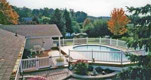 Pool, deck, fence, and garden accent project by L & J Pool, Fence & Deck Company