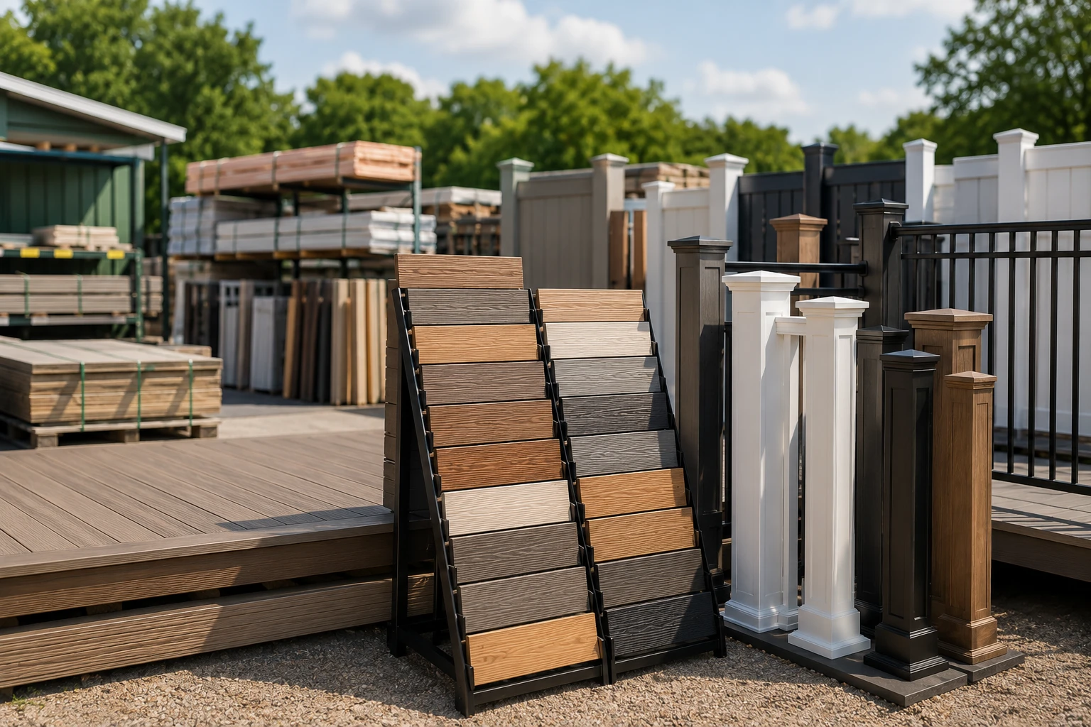 Contractor reviewing outdoor building materials and project supplies