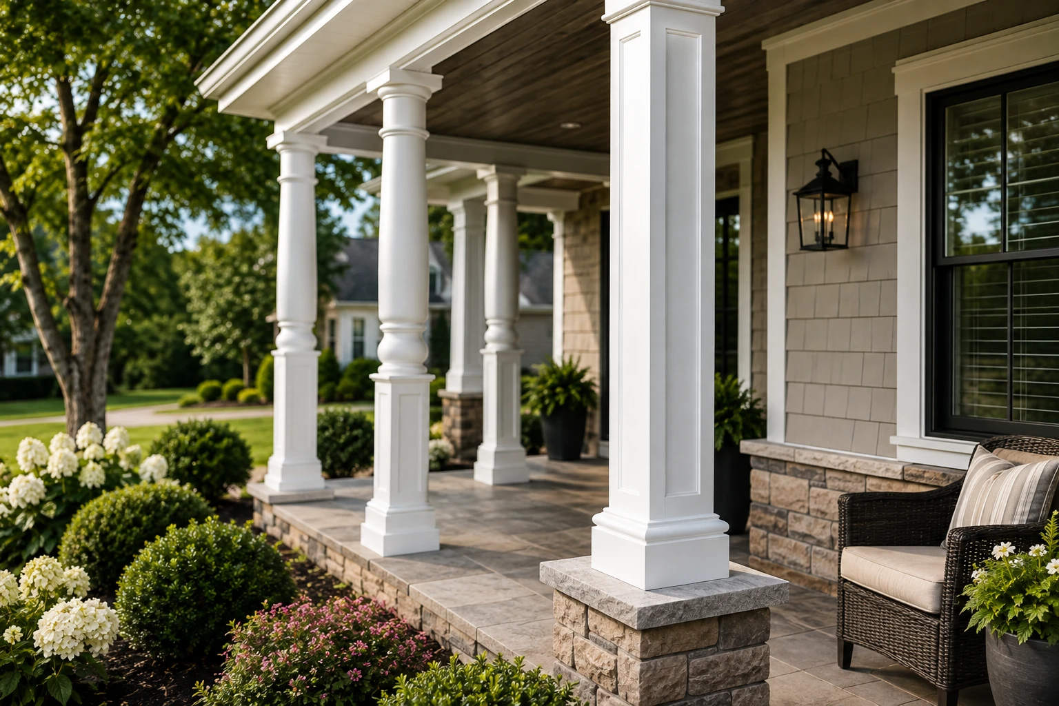 Decorative structural vinyl porch posts